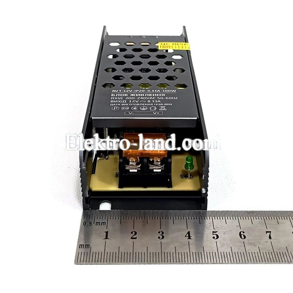 Блок питания 100W AVT-100-12V-8.3A мини (100Вт 12В 8.3А) компактный для светодиодной LED ленты, модулей, линеек.